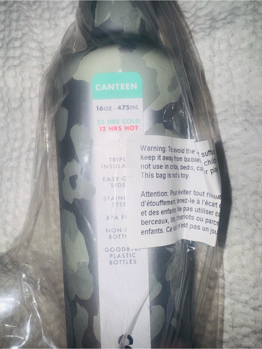 Camo CORKCICLE/Canteen 16oz,Stainless Steel Water Bottle-Gray & Silver NWT - Picture 2 of 4